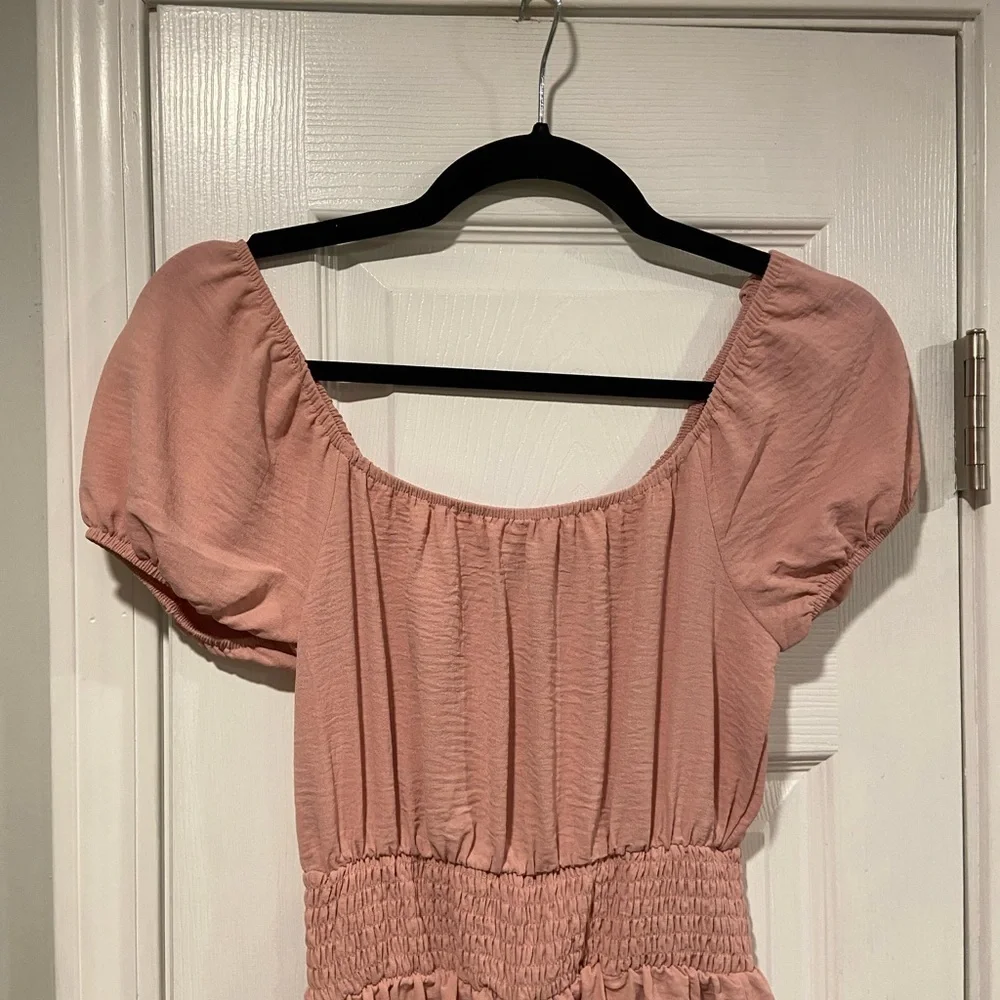Famous Size S Mauve Puff Sleeve Smock Waist Pullover Lightweight Dress Cottage - Picture 2 of 10